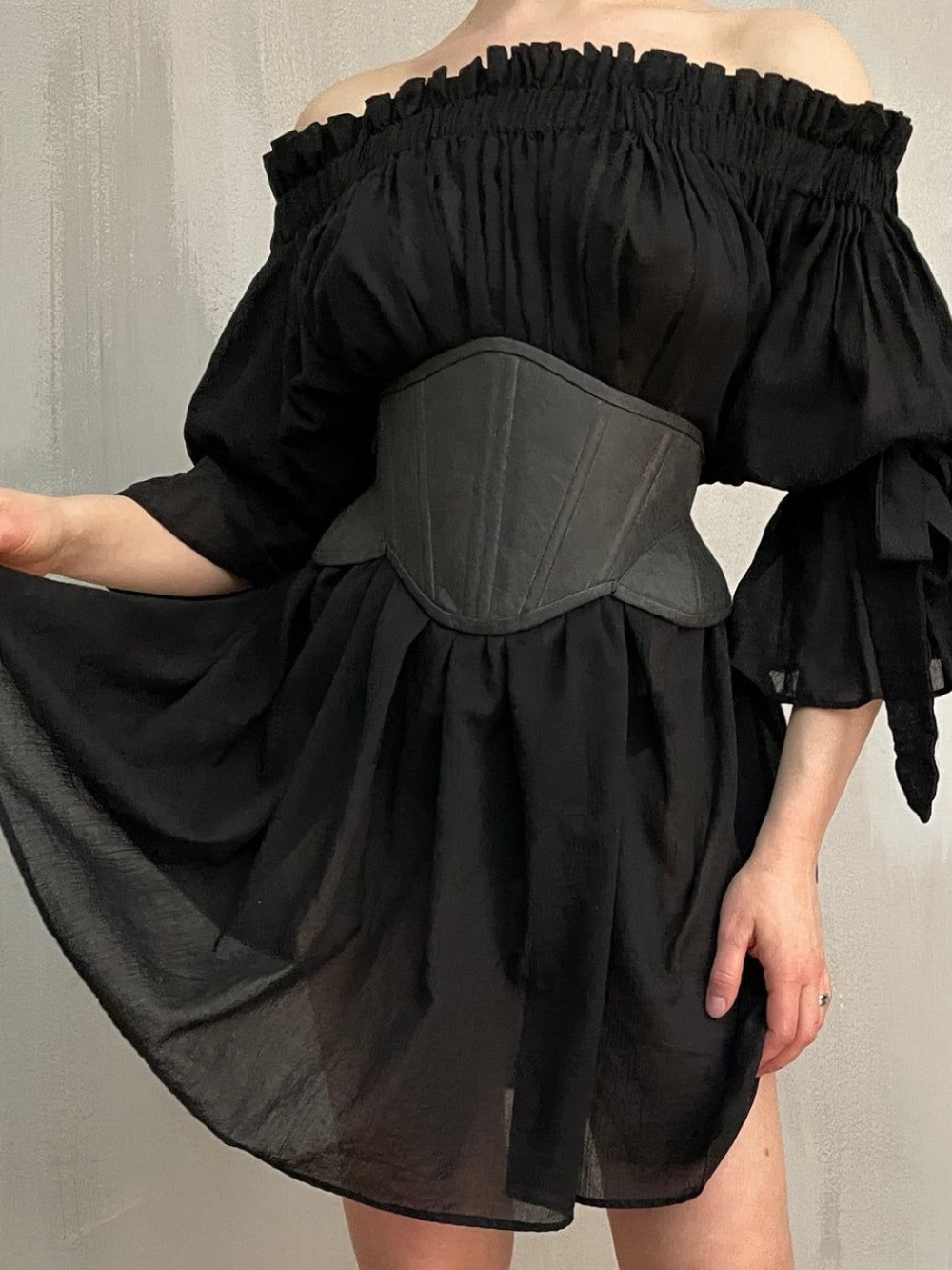 NUIT Clothing Atelier Paperbag Tunic in Black Cotton Voile